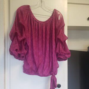 Cece Metallic Pink Off the shoulder top Size Large